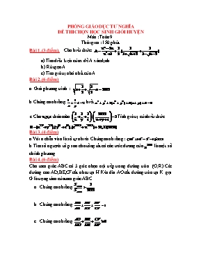 Đề thi chọn học sinh giỏi huyện môn Toán 9